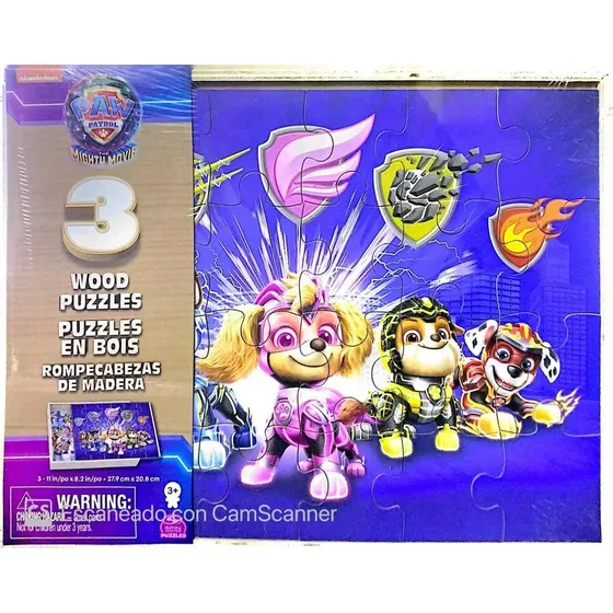 Paw Patrol The Mighty Movie - 3 Puzzles De Madera 72 Piezas