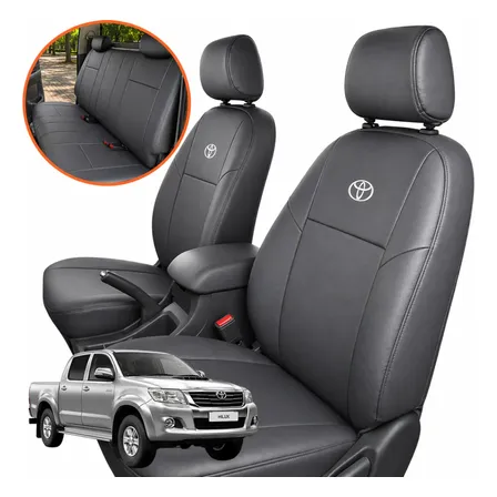 Capas Bancos De Carro Em Couro Sob Medida Hilux 2005 A 2015 Cinza-escuro 2010