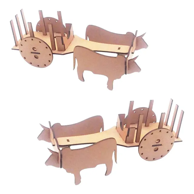 5 Carro De Boi 26cm Quebra Cabeça 3d Mdf;  Festa Fazendinha 