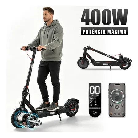 Patinete Elétrico Gm5 P1 Adulto, 400W Scooter Eletrica, 25 Km/h Velocidade Máxima, Autonomia De 22 Km, Patinete Juvenil Dobrável , Pneu de 8,5", Com Freio Traseiro, Aplicativo Bluetooth, Preto