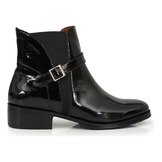 Bota Mujer Cuero Vestir Botineta Zapato Charol Taco Briganti