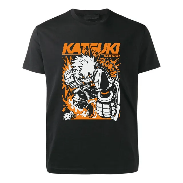 Remera Negra Katsuki Bakugou - Boom! - Anime - Boku No Hero