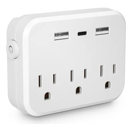 Enchufe Multiple Viaje Multitoma Proteccion Toma Pared Usb