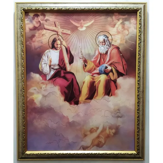 Santisima  Trinidad Op 1 En Marco En Plata Y Oro 57 X 47