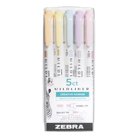 Juego De Rotuladores Zebra Pen Mildliner, Paquete Con 5 Punt