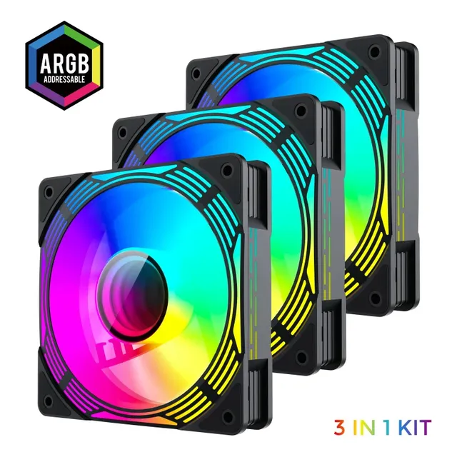 Kit Fan Cooler Rgb Leadertech 3 En 1 + Controlador 12cm