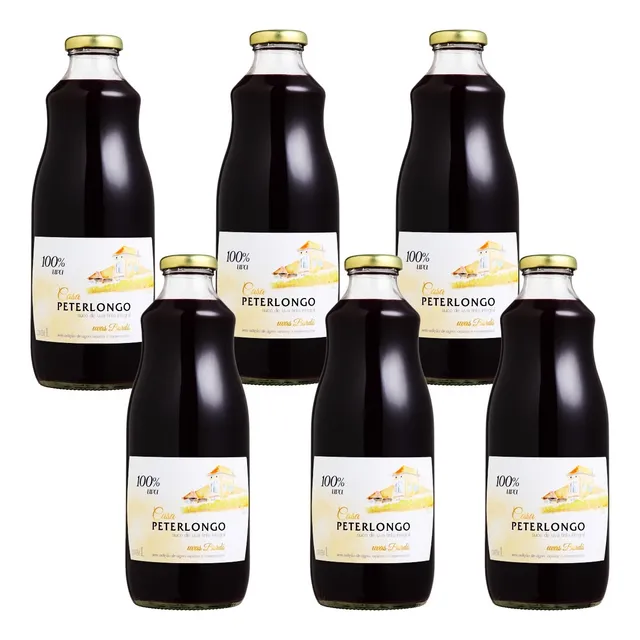 Suco De Uva Integral Bordô 1l Casa Peterlongo Kit 6 Unid