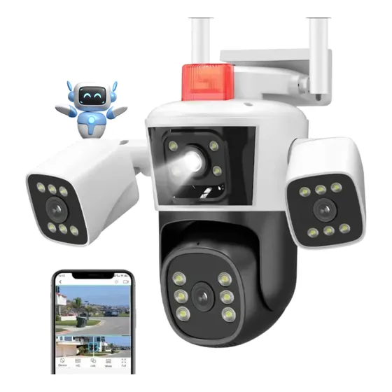 Câmera Tripla Segurança Wifi Full Hd Ip Prova D'água Noturna