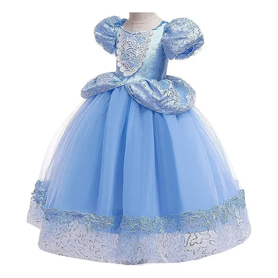 Vestido Princes Cenicienta 5-6 Años  (incluye Zapatos Y Acc)