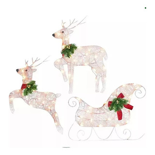 Juego De 3 Adornos Navideños De Alce Con Iluminación Led Juego De 3 Adornos Navideños De Alce Con Iluminación Led