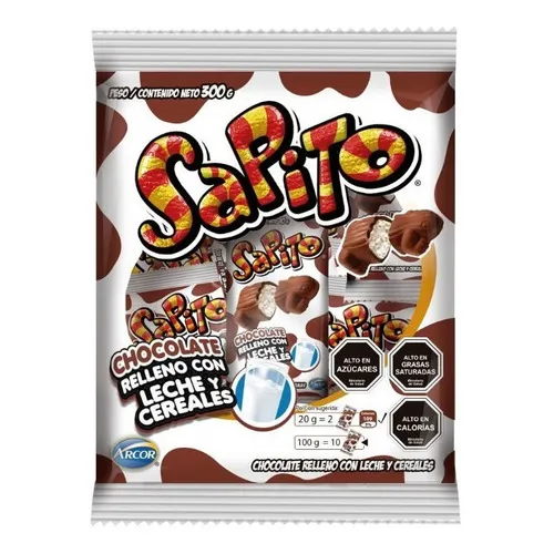Bolsa Sapito Chocolate Relleno Con Leche 300g
