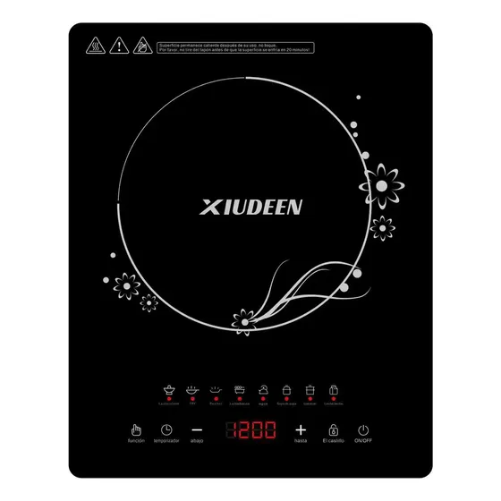 Parrilla eléctrica de inducción magnética con placa vitrocerámica duradera, 8 modos de cocción, 1200W, temporizador LED, Estufa De Mesa Moderna Negra