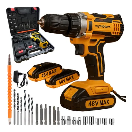 Parafusadeira Furadeira 48v Profissional 2 Baterias Sem Fio