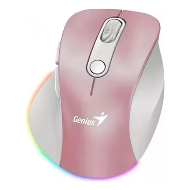 Mouse Inalambrico Bluetooth Recargable Ergo 9000s Pro Genius Color Rosa