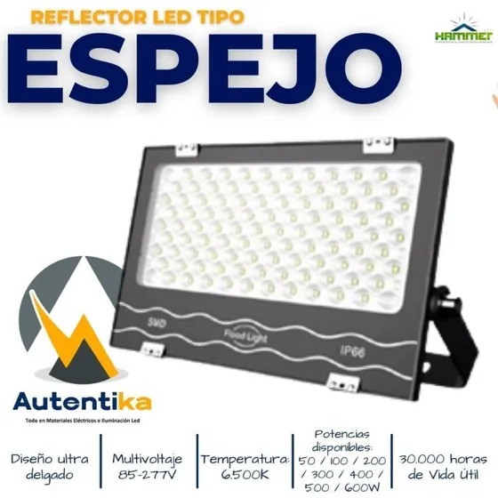 Reflector Led Hammer 400w Tipo Espejo 85-277v 6500k Ip-65 