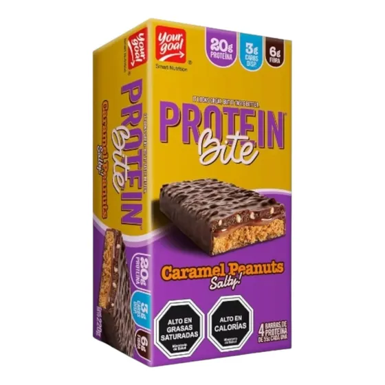 Box 4 Barras Protein Bite 20g Caramel Peanut Salty Your Goal