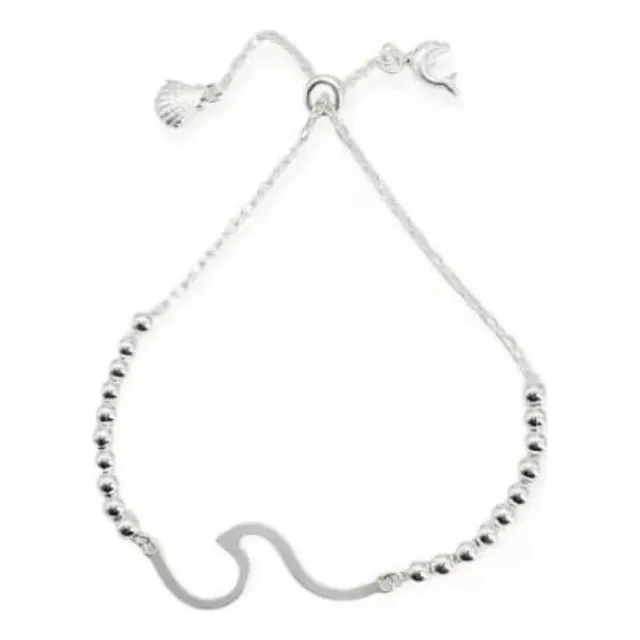 Pulsera Plata 925 Ajustable Ola Mar Delfín Regalo Mujer
