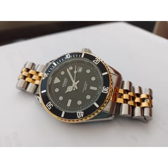 Reloj Casio Diver Vintage Caballero Plateado Dorado Negro