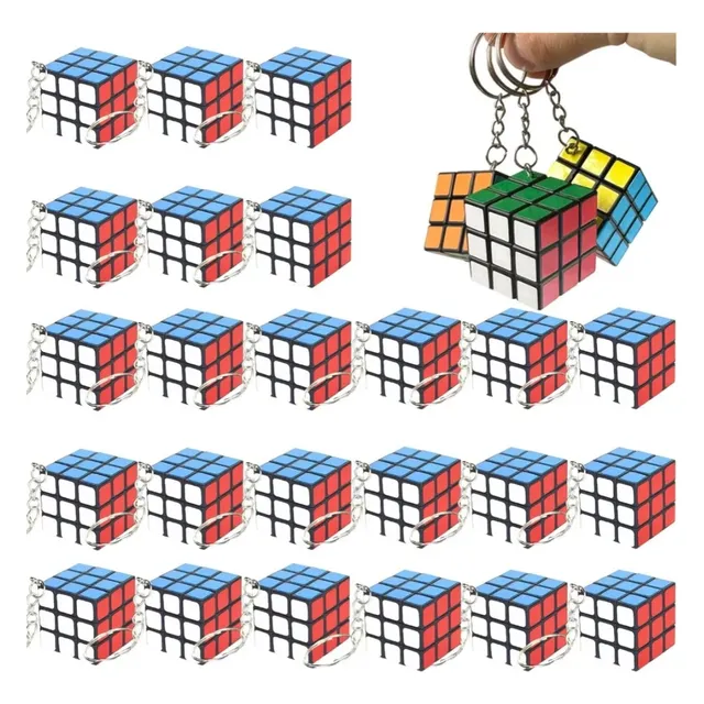 24 Llavero Cubo Rubik 3x3 De 3 Cm Para Mayoreo, Fiestas, Cumpleaños Y Regalos De Niños, Juguete Educativo, Mini Cubo Con Llave, Colgante, Ideal Para Educación Temprana Y Regalos Infantiles