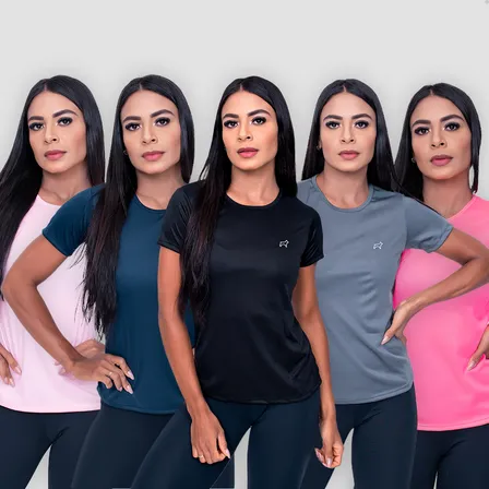 Kit 5 Blusa Feminina Dry Fit  Academia Treino Esportes