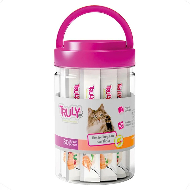 Petisco Cremoso Creamy Truly Gatos Sabores Sortidos 30un Petisco Cremoso Creamy Truly Gatos Sabores Sortidos 30un