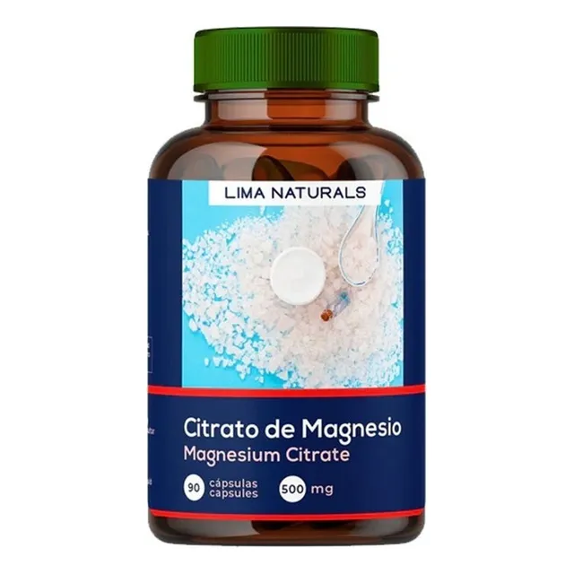 01 Frasco Citrato De Magnesio 500mg Lima Naturals Cápsulas