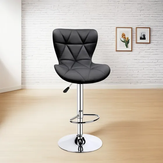Silla Barra Acolchonada Con Respaldo Alto Blanco O Negro
