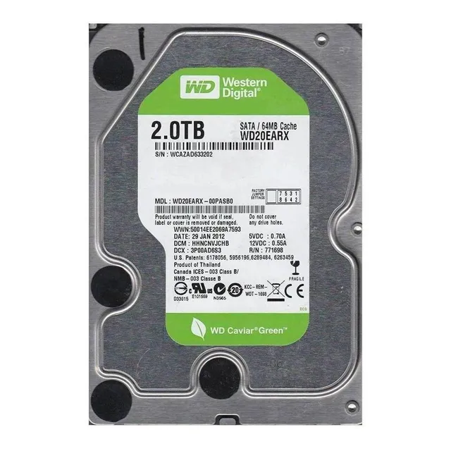 interno Western Digital WD Caviar Green WD20EARX 2TB green