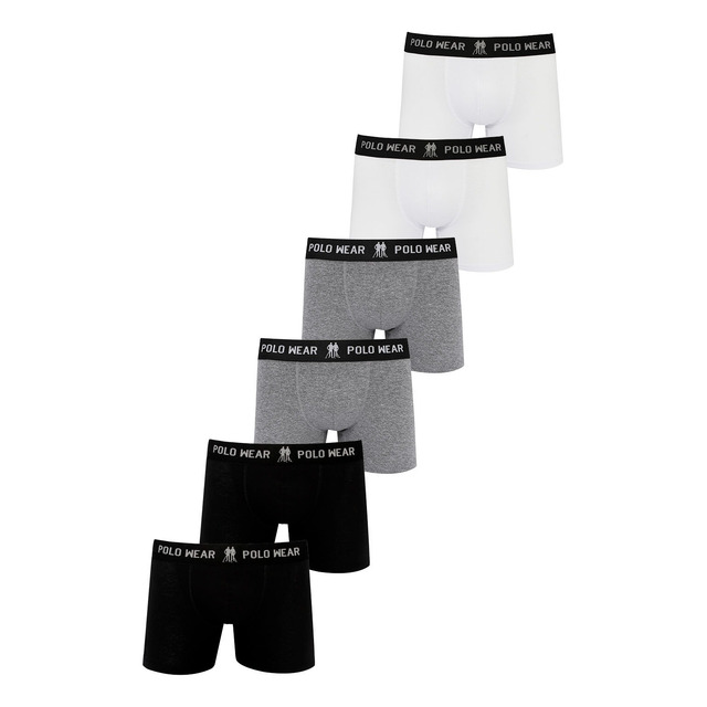 Kit 6 Cuecas Boxer Algodão Polo Wear Sortido Kit 6 Cuecas Boxer Algodão Polo Wear Sortido