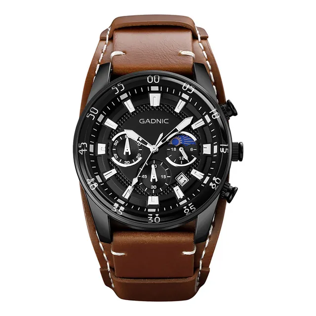 Reloj Pulsera Hombre Gadnic Cuero Resistente Al Agua