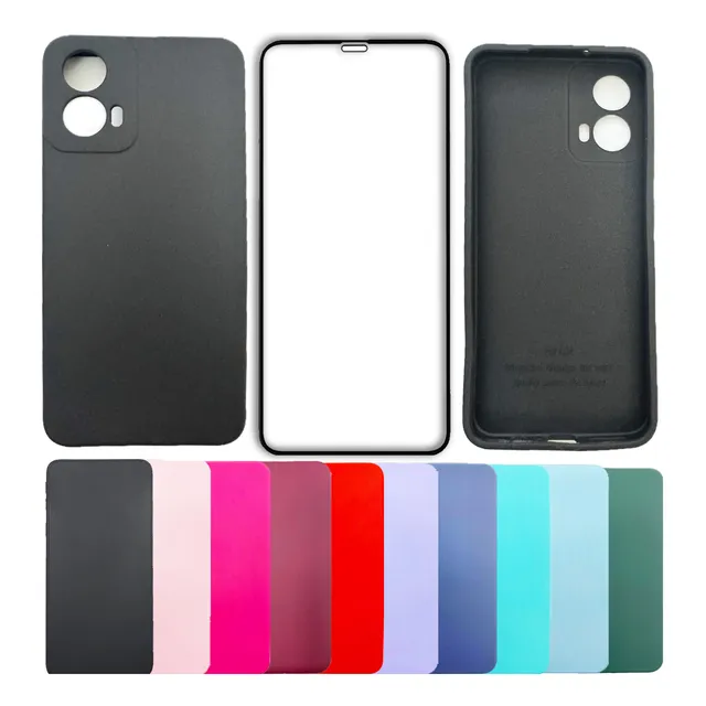 Kit Película 3d + Capa Silicone Veludo Compatível Moto G04
