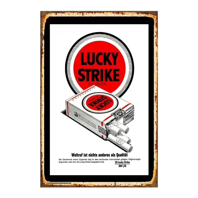 1 Cartel Metalico Letrero Cigarros Lucky Strike  40x28 Cms