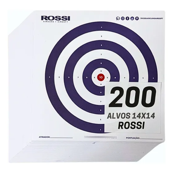 200 Alvos Cartonados 14x14 Rossi - Perfeito Para Treino