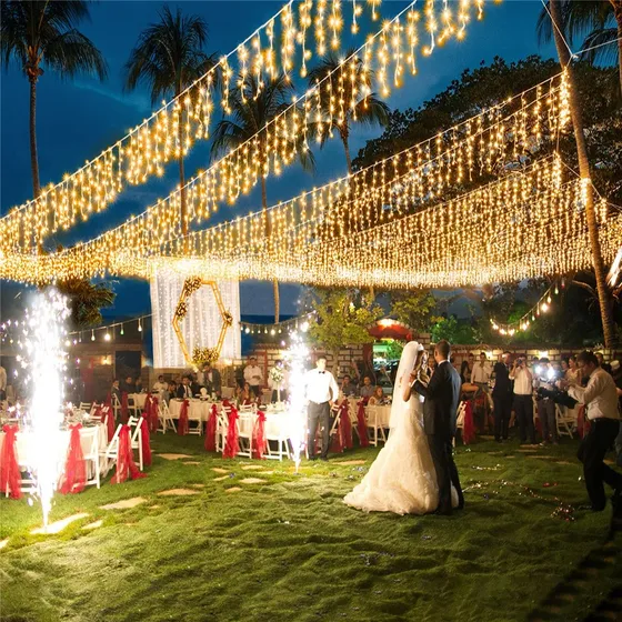 Cascata Natal Led Fixo Prova D'água Kit 30 Metros 127 Volts Luzes Branco Quente 127v