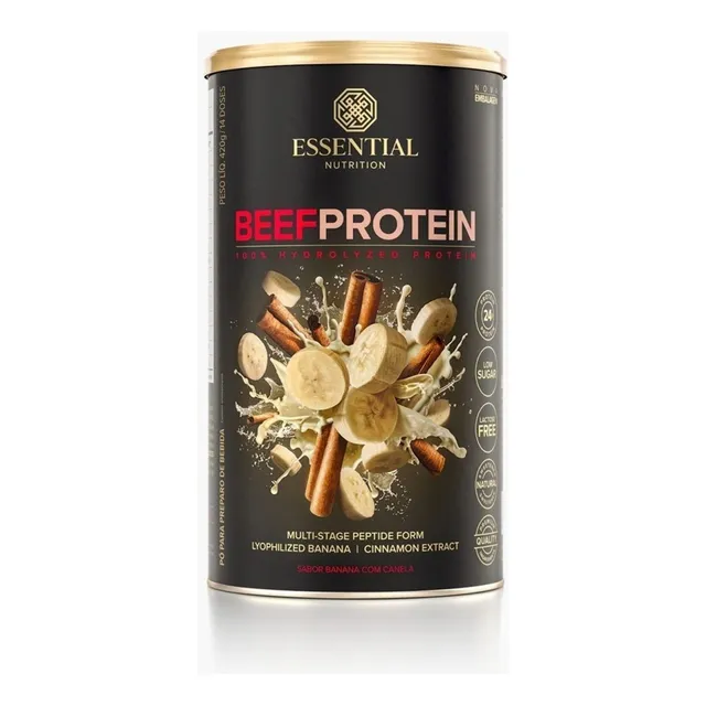 Beef Protein Essential Nutrition Banana Com Canela 420g