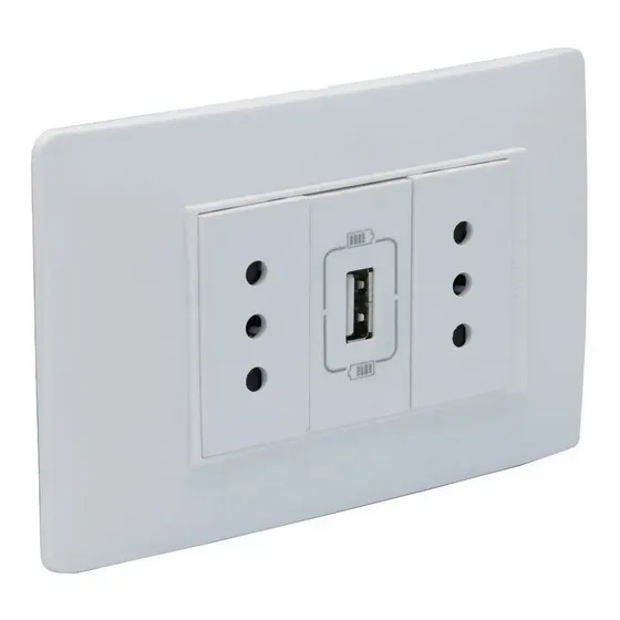 Enchufe Doble 10a + Puerto Usb  1,5a Blanco Luzica