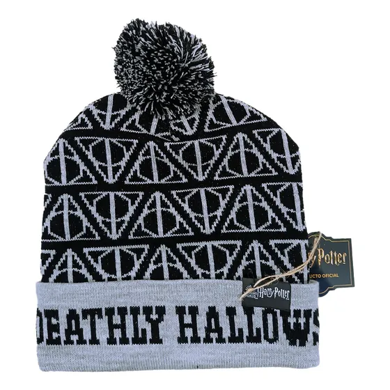 Gorro Pompon Reliquias Harry Potter Licencia Oficial Negro Gris Oscuro Unico
