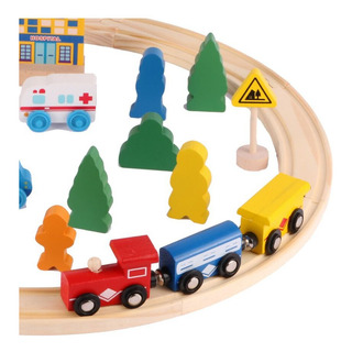 Pista De Auto Tren De Madera Juguete Didactico Aprendizaje Pista De Auto Tren De Madera Juguete Didactico Aprendizaje