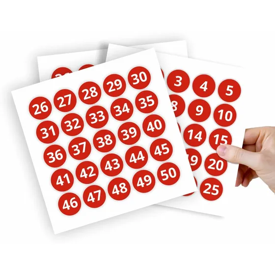 Adesivo Numerado 1 Ao 100 Armário Mesa Carro Vermelho 2,5cm