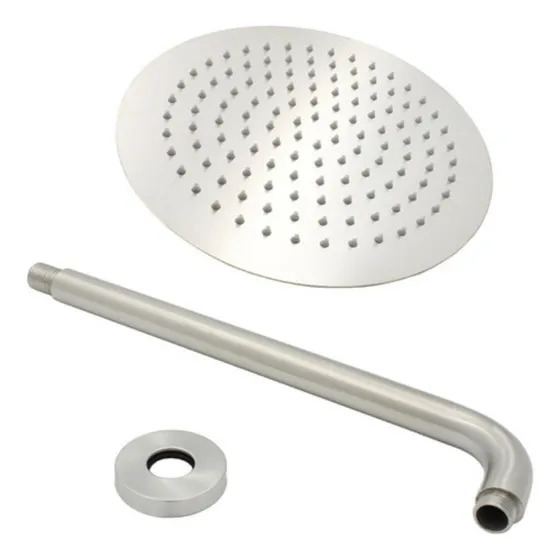 Regadera Ducha Redonda Ultra Plana Acero Inox Con Tubo 40cm 