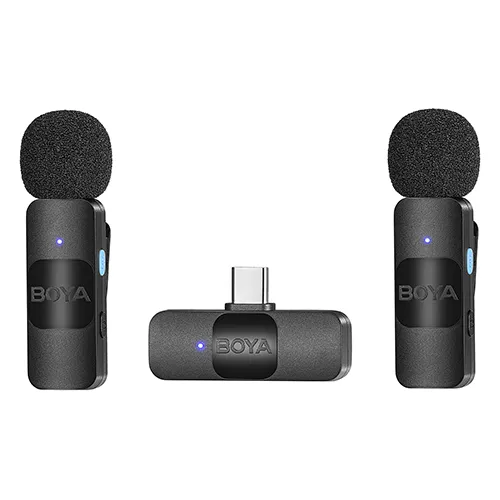 Boya By-v20 Micrófono Inalámbrico Doble Compacto Usb-c Color Negro