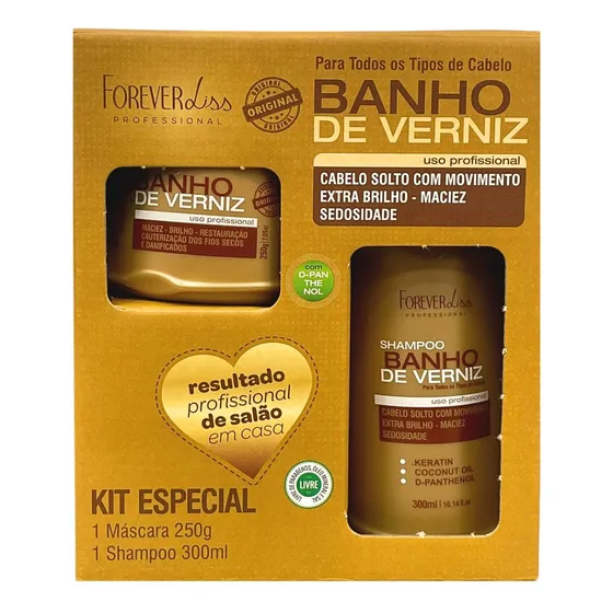 Kit Especial Banho De Verniz Sh 300ml Masc 250g Forever Liss