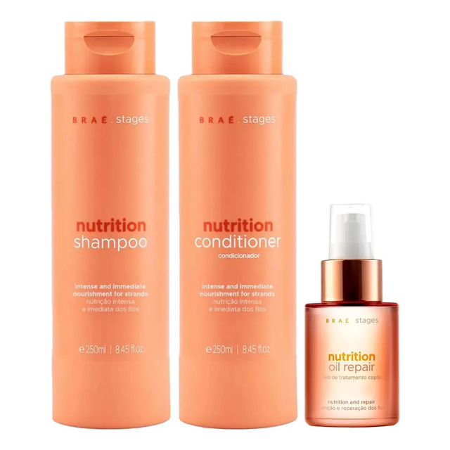 Stages Nutrition Shampoo + Condicionador + Óleo 60ml - Braé Stages Nutrition Shampoo + Condicionador + Óleo 60ml - Braé