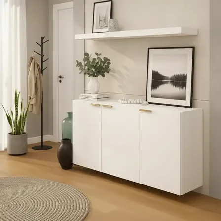 Sapateira Armário Multiuso Com Portas Para Entrada E Quarto Branco