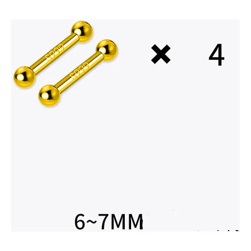 Pendientes De Tuerca S999 De Plata Pura, 4 Pares, Con Doble 