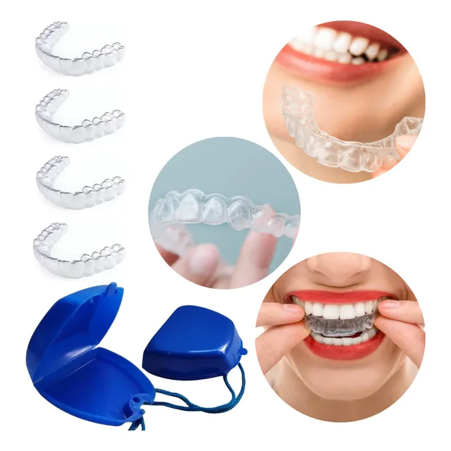 4 Placas Bruxismo + Estojo Moldeira Silicone Termo Moldável