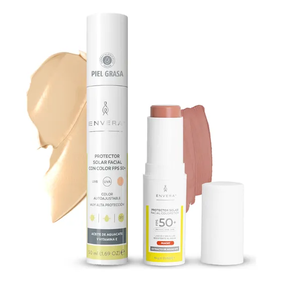 Duo Facial Protector Solar Light Oil Control + Barra Color