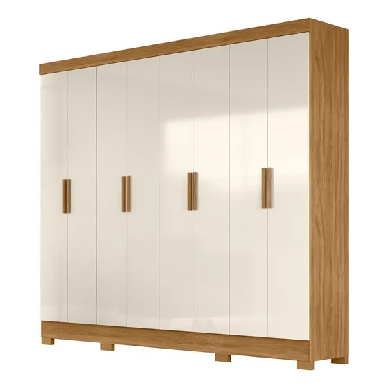 Guarda Roupa Casal 8 Pta 4 Gav 236cm Ágata M07 Freijó/off Cor Creme