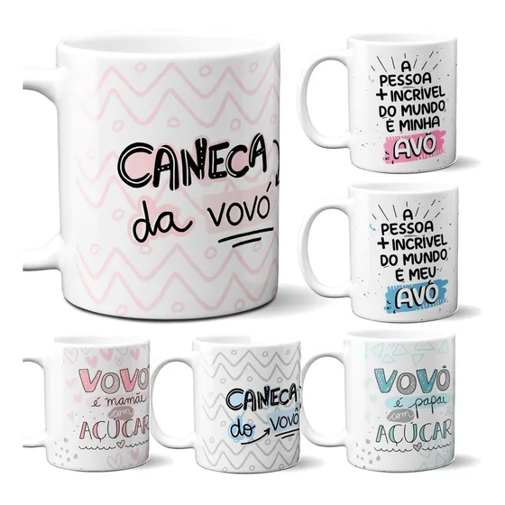 Canecas Dia Dos Avós Kit 12 Un Atacado 325ml