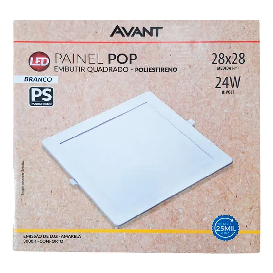 Plafon Led Embutir Quadrado 24w Branco Quente 3000k 28x28cm Cor Branco-quente 127/220V Gesso Avant